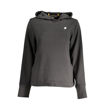 K-WAY Black Polyester Women Sweater with hood and logo, showcasing stylish urban design and functionality.