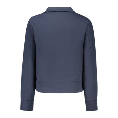 Back view of K-WAY Blue Polyester Women Sweater with collar and cuffed sleeves.
