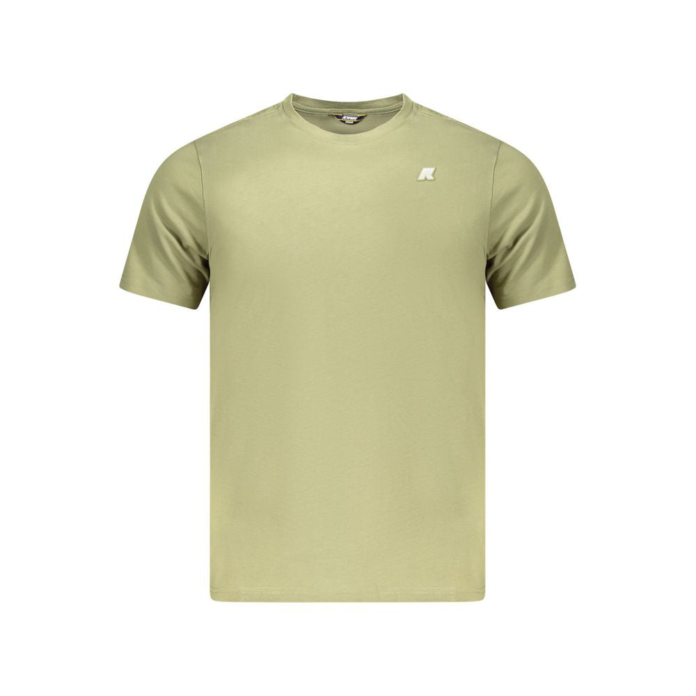 K-WAY Green Cotton Men T-Shirt with short sleeves and crew neck, featuring iconic logo, perfect for modern fashion-forward trend-setters.