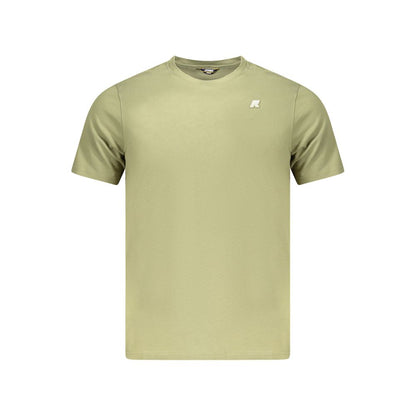 K-WAY Green Cotton Men T-Shirt with short sleeves and crew neck, featuring iconic logo, perfect for modern fashion-forward trend-setters.