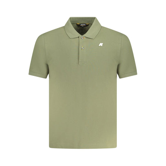 K-WAY Green Cotton Polo Shirt with short sleeves, 2 buttons, application and logo.