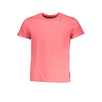 K-WAY Pink Cotton T-Shirt with short sleeves, crew neck, and logo print. Perfect casual wear for any occasion.