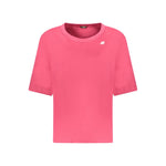 K-WAY Pink Cotton Tops & T-Shirt with wide neck and logo, short sleeve design.
