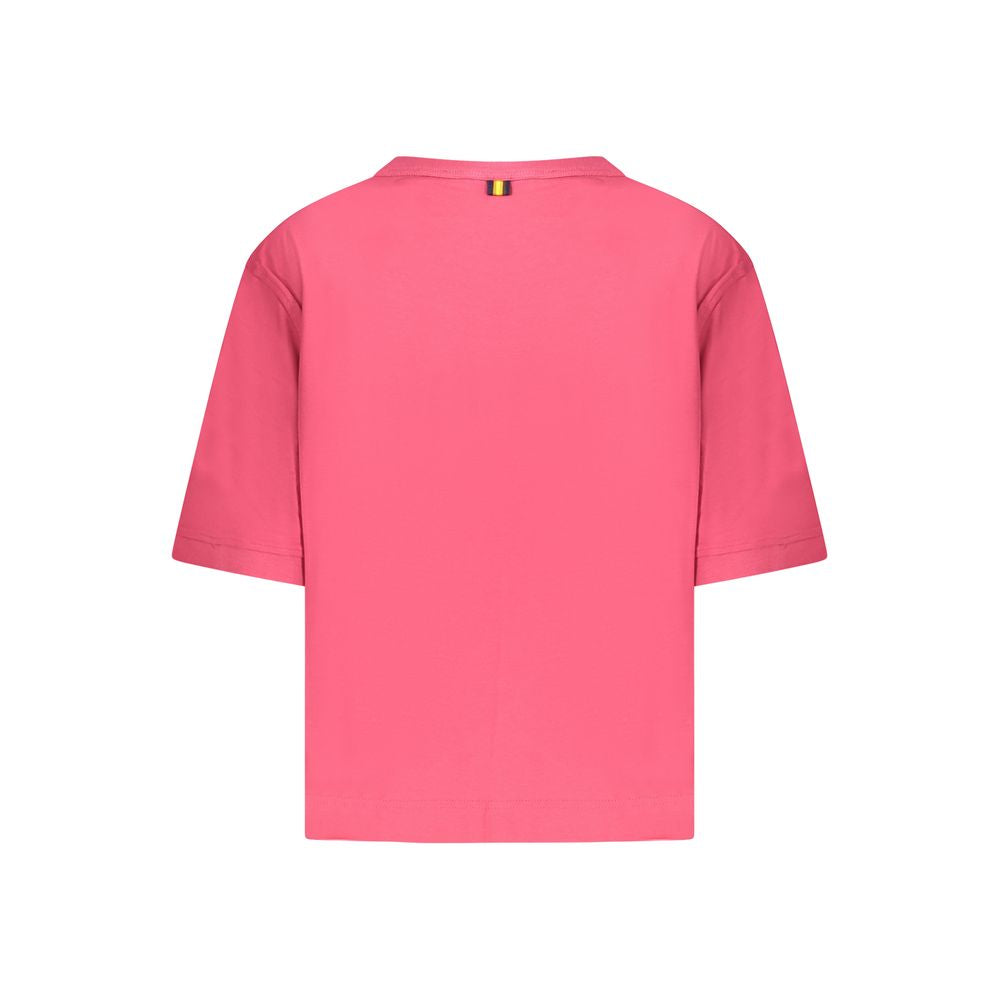 K-WAY Pink Cotton Tops & T-Shirt, short sleeve, wide neck, with logo application.