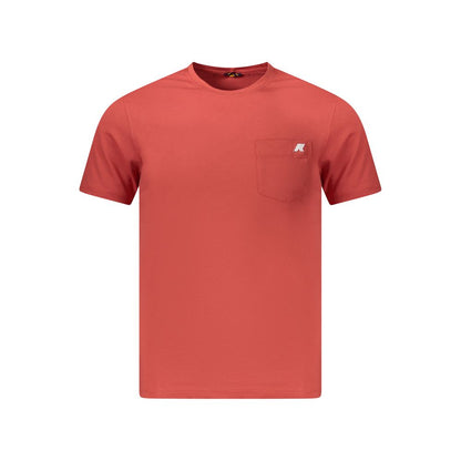 K-WAY Red Cotton Men T-Shirt with crew neck and logoed pocket, stylish and comfortable fashion essential.