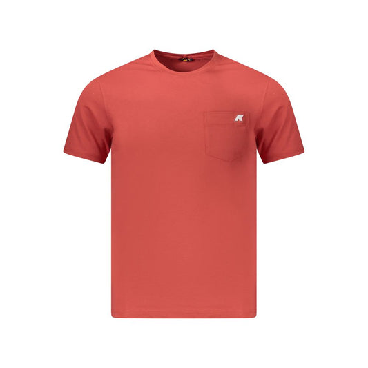 K-WAY Red Cotton Men T-Shirt with pocket and logo showcasing classic crew neck design, comfortable and stylish for fashion-forward looks.