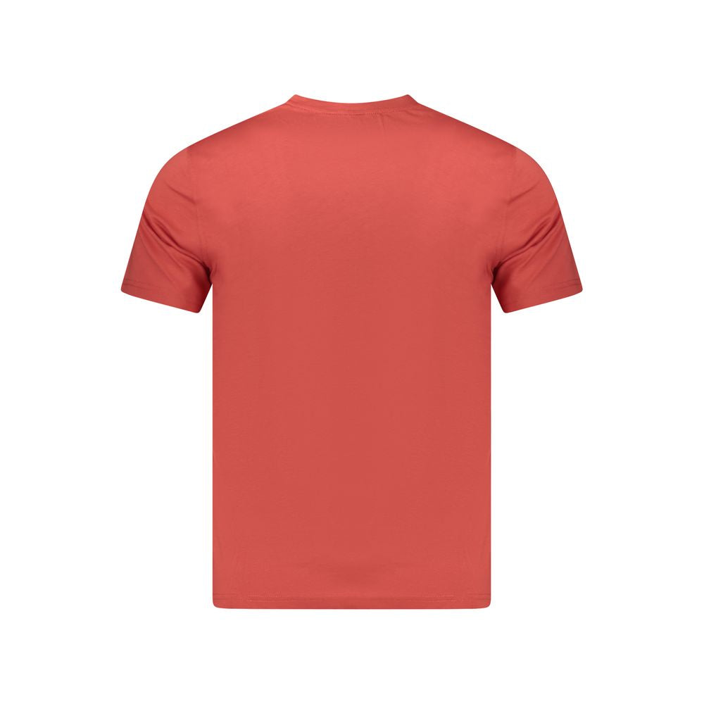K-WAY Red Cotton Men T-Shirt with crew neck and pocket, showcasing iconic logo, made for style and comfort.