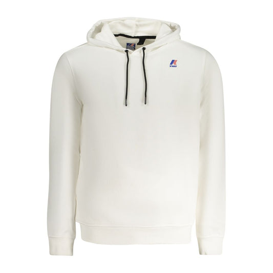 K-WAY White Cotton Men Sweater with hood and logo, showcasing sleek design and comfort for trendy fashion enthusiasts.