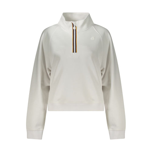 K-WAY White Polyester Women Sweater with half-zip design and contrasting details for stylish urban adventures.