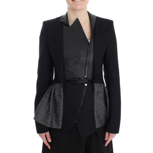 KAALE SUKTAE Black Short Blazer Coat Biker Jacket with zip closure and elegant details