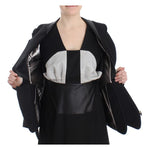 KAALE SUKTAE Black Short Blazer Coat Biker Jacket with elegant details, featuring zip closure, polyester blend material, and logo detail.