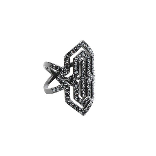KARL LAGERFELD JEWELS JEWELRY Mod. 5448405 geometric black ring