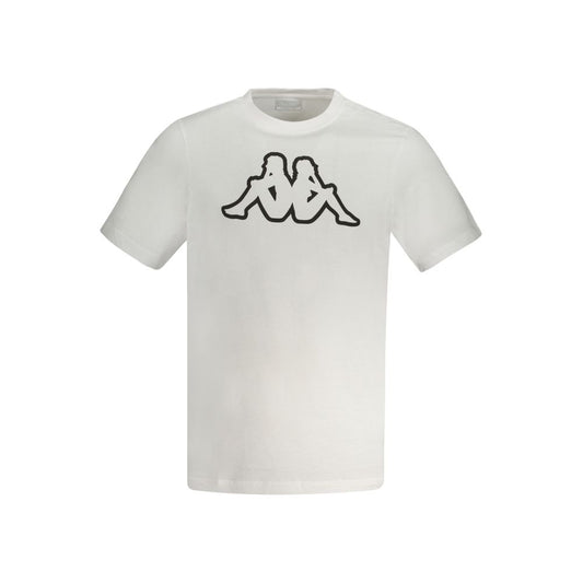 Kappa White Cotton Men T-Shirt with iconic logo, short sleeves, and crew neck for casual elegance