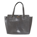 Kate Spade Grey Croc Embossed Leather Elissa Bristol Drive Tote Handbag Bag with gold-tone hardware in deep graphite color.