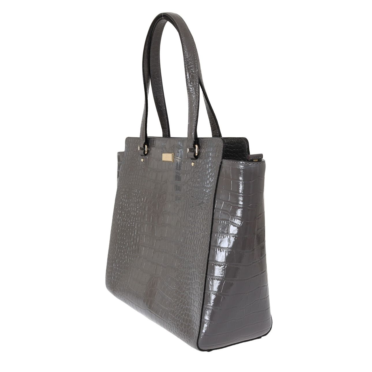 Kate Spade Grey Croc Embossed Leather Elissa Bristol Drive Tote Handbag Bag
