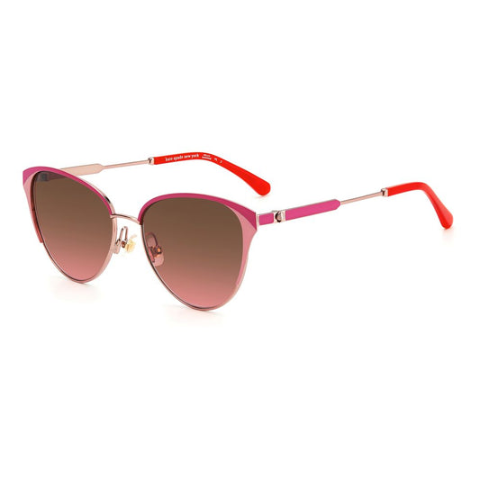 Kate Spade Multicolor Metal Sunglasses with pink frame, brown lenses, and red temples - 100% UV protection, size 56/17/140mm.