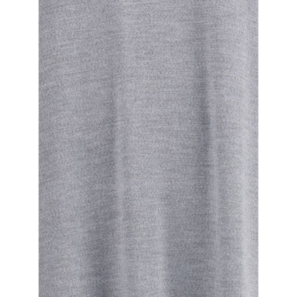 Close-up fabric texture of Khaite Gray Wool Casual Dress showcasing fine merino wool quality with a stylish and versatile design.
