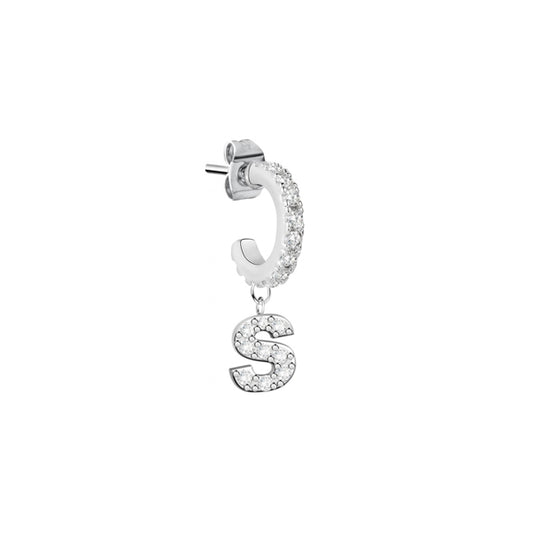 LA PETITE STORY JEWELRY Mod. LPS02ARQ75 silver earring with crystal letter S charm
