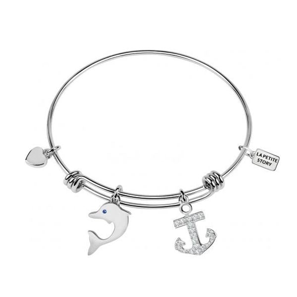 LA PETITE STORY JEWELRY Mod. LPS05AQJ11 silver charm bracelet with dolphin and anchor charms