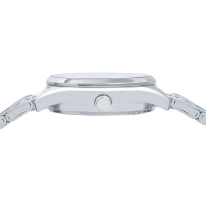 Side view of LORUS WATCHES Mod. RJ201CX9 with stainless steel design and sleek profile.