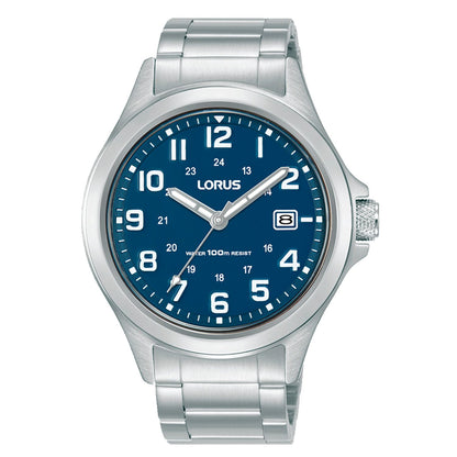 Silver LORUS WATCHES Mod. RXH45KX9 analog watch with blue dial and stainless steel band
