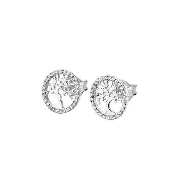 LOTUS JEWELS JEWELRY Mod. LP1778-4/1 elegant silver tree of life earrings with sparkling accents