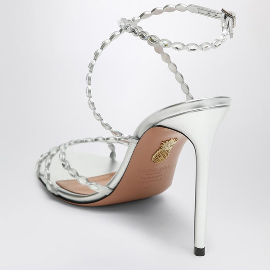 Aquazzura Love Struck silver sandals with crystals LSKHIGS0NPL/R_AQUA-CCC_500