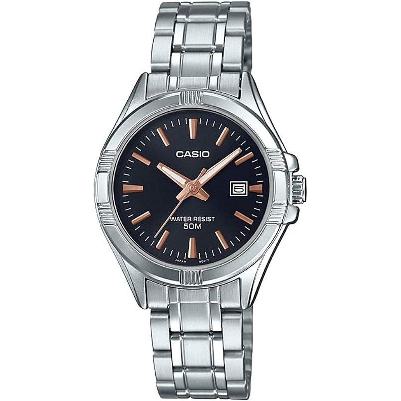 CASIO COLLECTION Mod. LADY DATE - BLACK. BRONZE INDEXES WATCHES