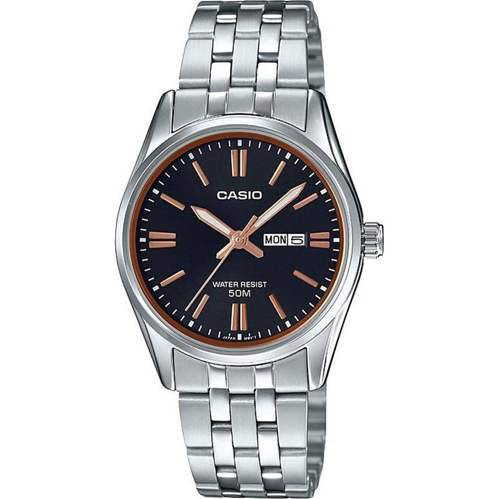 CASIO COLLECTION Mod. LADY DAY & DATE - BLACK. BRONZE INDEXES WATCHES