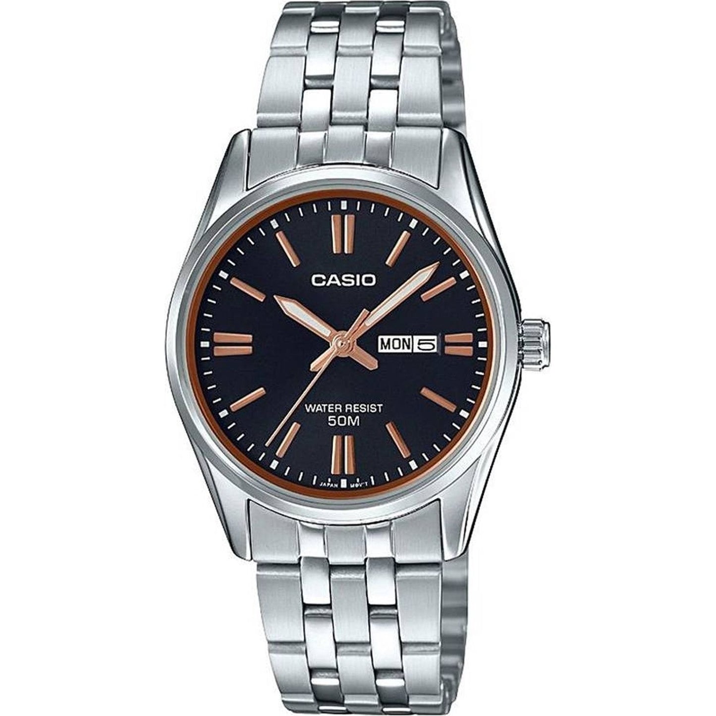 CASIO COLLECTION Mod. LADY DAY & DATE - BLACK. BRONZE INDEXES WATCHES