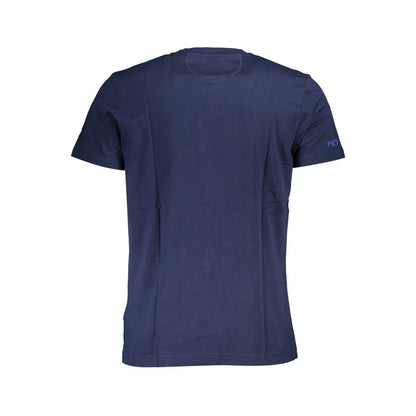 Alt Tag: La Martina Blue Cotton Men TShirt back view showcasing short sleeves and premium fabric.