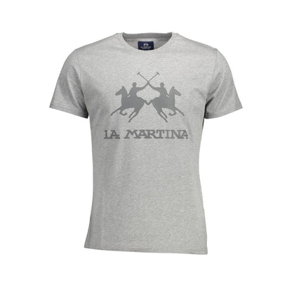 La Martina Brown Cotton Men T-Shirt with iconic print and logo, showcasing sophistication and athletic charm, classic crew neck style