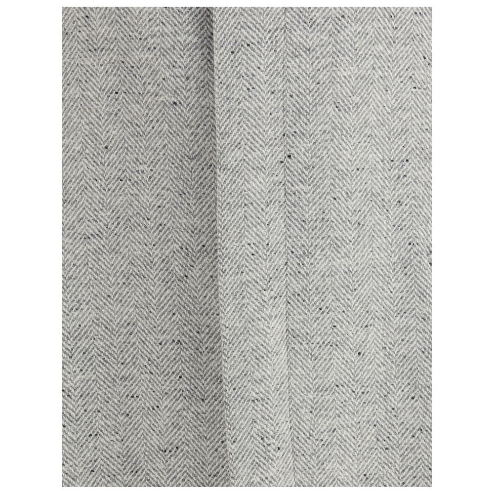 Lardini Gray Fleece Wool Coat fabric close-up showcasing herringbone pattern and texture.