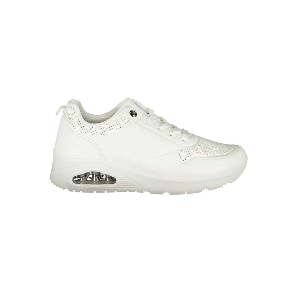 Laura Biagiotti White Polyester Women Sneaker with stylish design, featuring contrasting details and removable footbed.