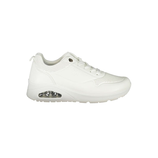 Laura Biagiotti White Polyester Women Sneaker with stylish design, featuring contrasting details and removable footbed.