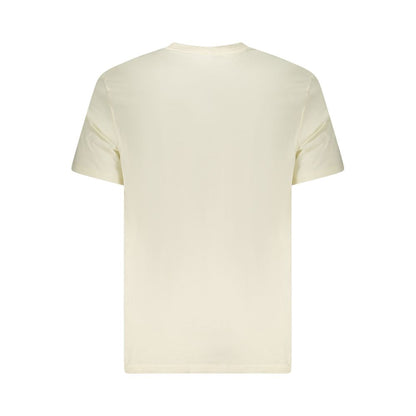 Back view of Lee Beige Cotton Men T-Shirt with short sleeves, featuring a regular fit crafted from 100% cotton for comfort and style.