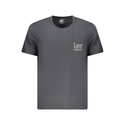 Lee Black Cotton Men T-Shirt with short sleeves, featuring a subtle logo, crafted for comfort and style.