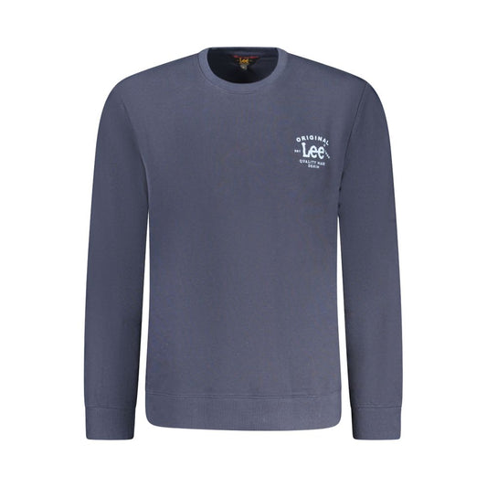 Lee Blue Cotton Men Sweater with crew neckline and logo print