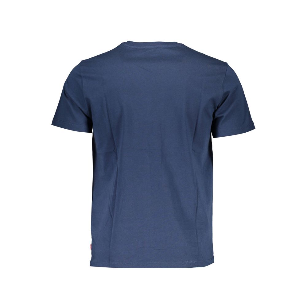 Back view of Levi's Blue Cotton Men T-Shirt, showcasing short sleeves and pure cotton material, perfect for casual style and comfort.