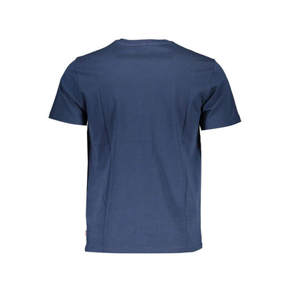 Back view of Levi's Blue Cotton Men T-Shirt, showcasing short sleeves and pure cotton material, perfect for casual style and comfort.