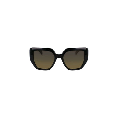 Liu Jo Black Bio Injected Women Sunglasses with yellow square lenses and eco-friendly design.