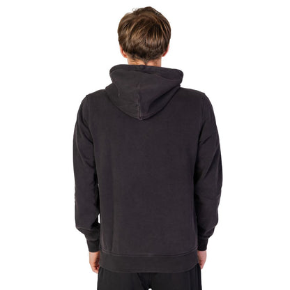 Back view of model wearing Liu Jo Black Cotton Hoodie showing adjustable hood and regular fit design.