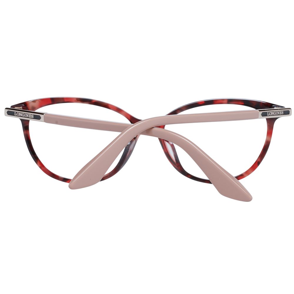 Longines Red Women Glasses Frame, cat eye, full-rim design, red plastic material, branded case included, size 54-14-140, demo lenses.