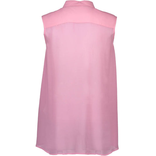 Back view of Love Moschino Pink Viscose Shirt with sleeveless design and Italian collar.
