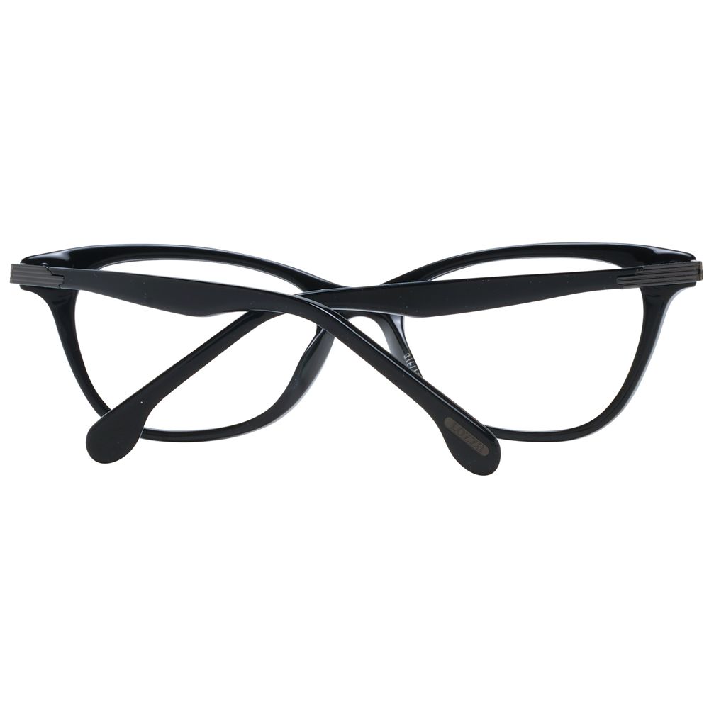 Lozza Black Women Glasses Frame in acetate, full-rim style with demo lenses, size 51-17-140, featuring a spring hinge for comfort.