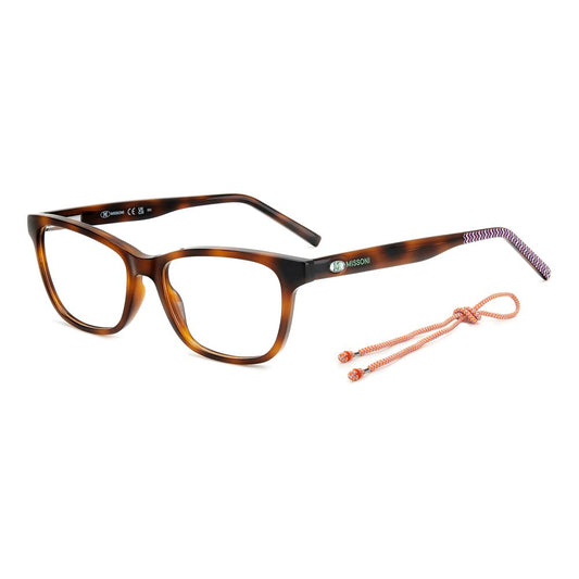 M Missoni Brown Acetate Glasses (Frames) with tortoiseshell pattern and matching strap, size 52/16/140 mm.