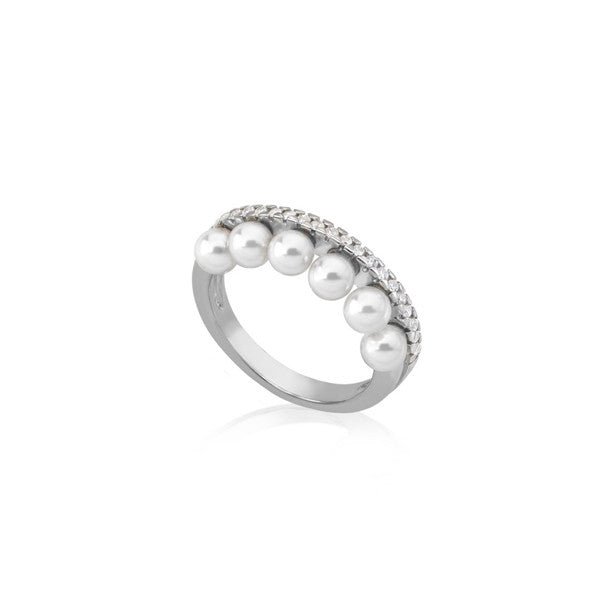 Sterling silver ring with pearls, MAJORICA JEWELRY Mod. 16048.01.2.913.010.1.