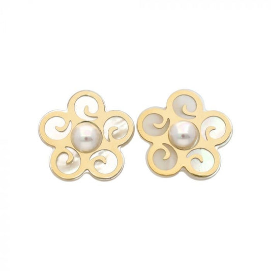 Elegant design of MAJORICA JEWELRY Mod. 16632.01.1.000.010.1 featuring gold and pearl flower earrings.