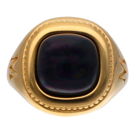 Golden ring from MAJORICA JEWELRY Mod. 17217.07.1.915.010.1 with dark stone centerpiece
