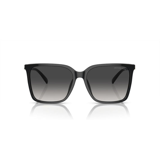 Front view of MICHAEL KORS MOD. CANBERRA MK 2197U sunglasses for women in black acetate frame.
